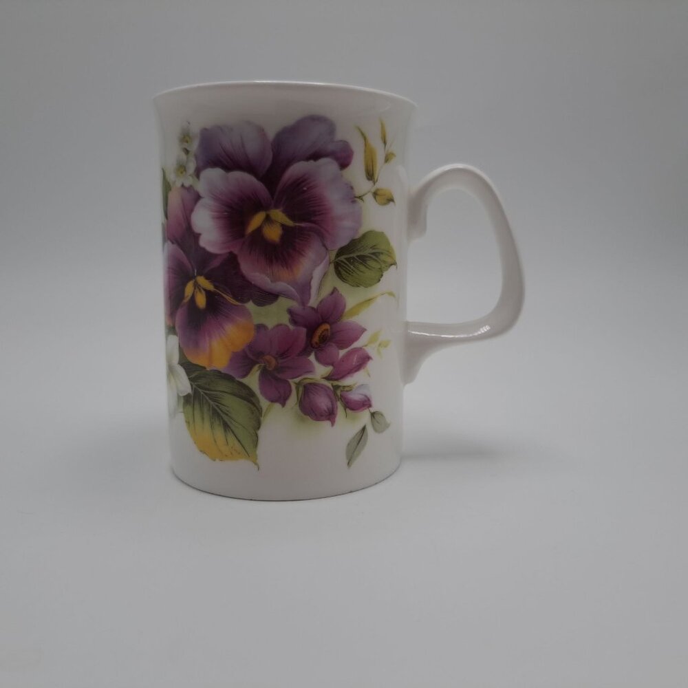 Duchess Fine Bone China Purple Pansies Floral England Mug